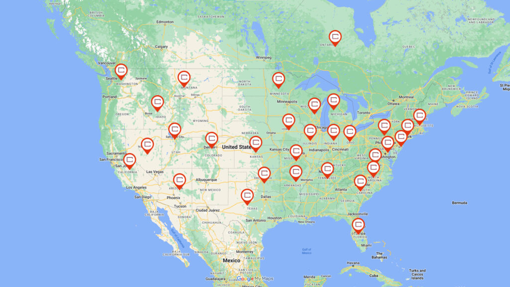 Image of USA with the GBPs we have online with The Concrete Marketers